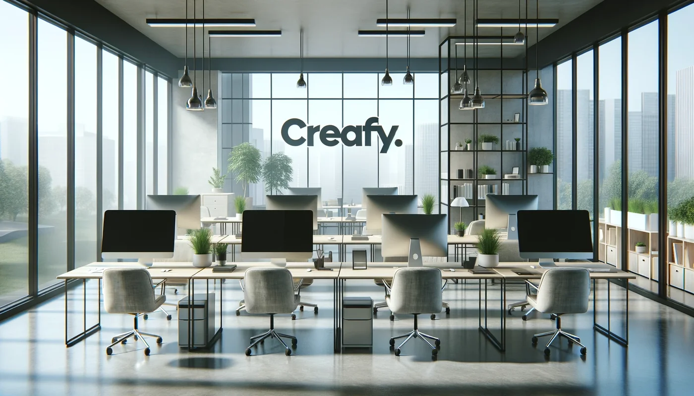 Oficina de Creafy en Mataró: espacio de trabajo moderno de la agencia de marketing digital, con vistas a la ciudad y ambiente luminoso.